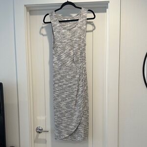 Sleeveless Gray Knit Wrap-Front Dress